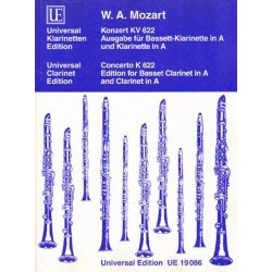 KONZERT KV 622. AUSGABE FUR BASSETT-KLARINETTE IN A UND KLARINETTE IN A Wolfgang Amadeus Mozart