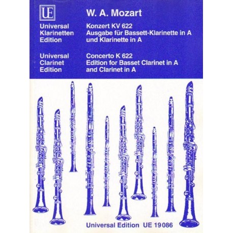 Wolfgang Amadeus Mozart KONZERT KV 622. AUSGABE FUR BASSETT-KLARINETTE IN A UND KLARINETTE IN A [antykwariat]