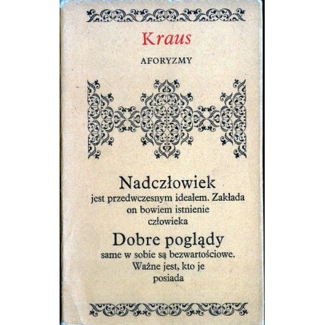 AFORYZMY Karl Kraus AFORYZMY Karl Kraus