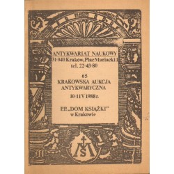 65 KRAKOWSKA AUKCJA ANTYKWARYCZNA 10-11 V 1988 [antykwariat]