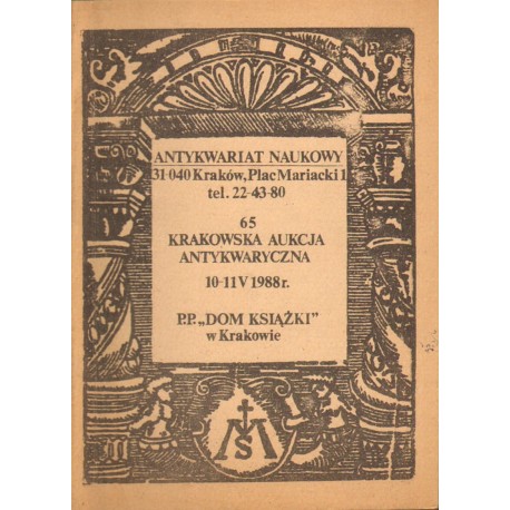 65 KRAKOWSKA AUKCJA ANTYKWARYCZNA 10-11 V 1988 [antykwariat]
