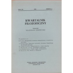 KWARTALNIK FILOZOFICZNY. TOM XX. ZESZYT 4. ROK 1992