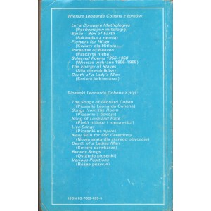 SŁYNNY NIEBIESKI PROCHOWIEC. WIERSZE I PIOSENKI Leonard Cohen