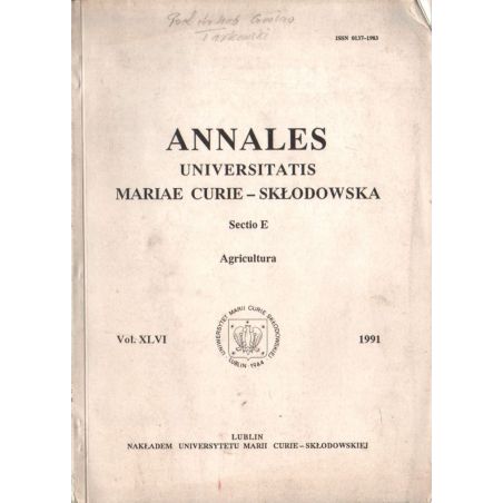 ANNALES UNIVERSITATIS MARIAE CURIE-SKŁODOWSKA. SECTIO E. AGRICULTURA