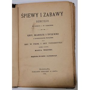 Strona tytułowa "Śpiewy i zabawy dziecięce" prezentująca informacje o książce.