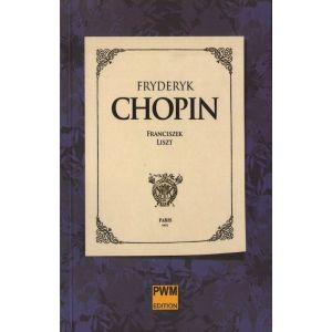 Okładka książki Fryderyk Chopin napisanej przez Franciszka Liszta, wzorowana na starym stylu.