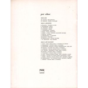 Tylna okładka nut SONATINA NA OBÓJ I FORTEPIAN Grażyny Bacewicz, wydawnictwo PWM 1998