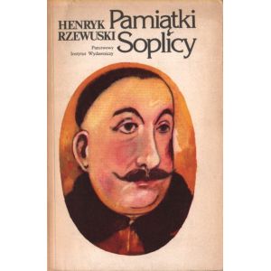 Okładka książki Henryka Rzewuskiego „Pamiątki Soplicy”, klasyczne wydanie z portretem sarmaty.