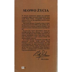 Tył okładki polskiego wydania Nowego Testamentu w przekładzie dynamicznym „Słowo Życia”.