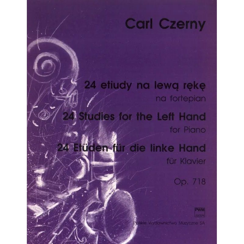 Okładka nut Carla Czernego „24 etiudy na lewą rękę op. 718” na fortepian, w opracowaniu Zbigniewa Śliwińskiego.