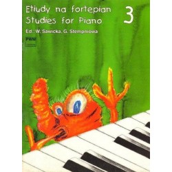 ETIUDY NA FORTEPIAN. ZESZYT 3 Wiera Sawicka, Gabriela Stempniowa / okładka - Stare wydanie